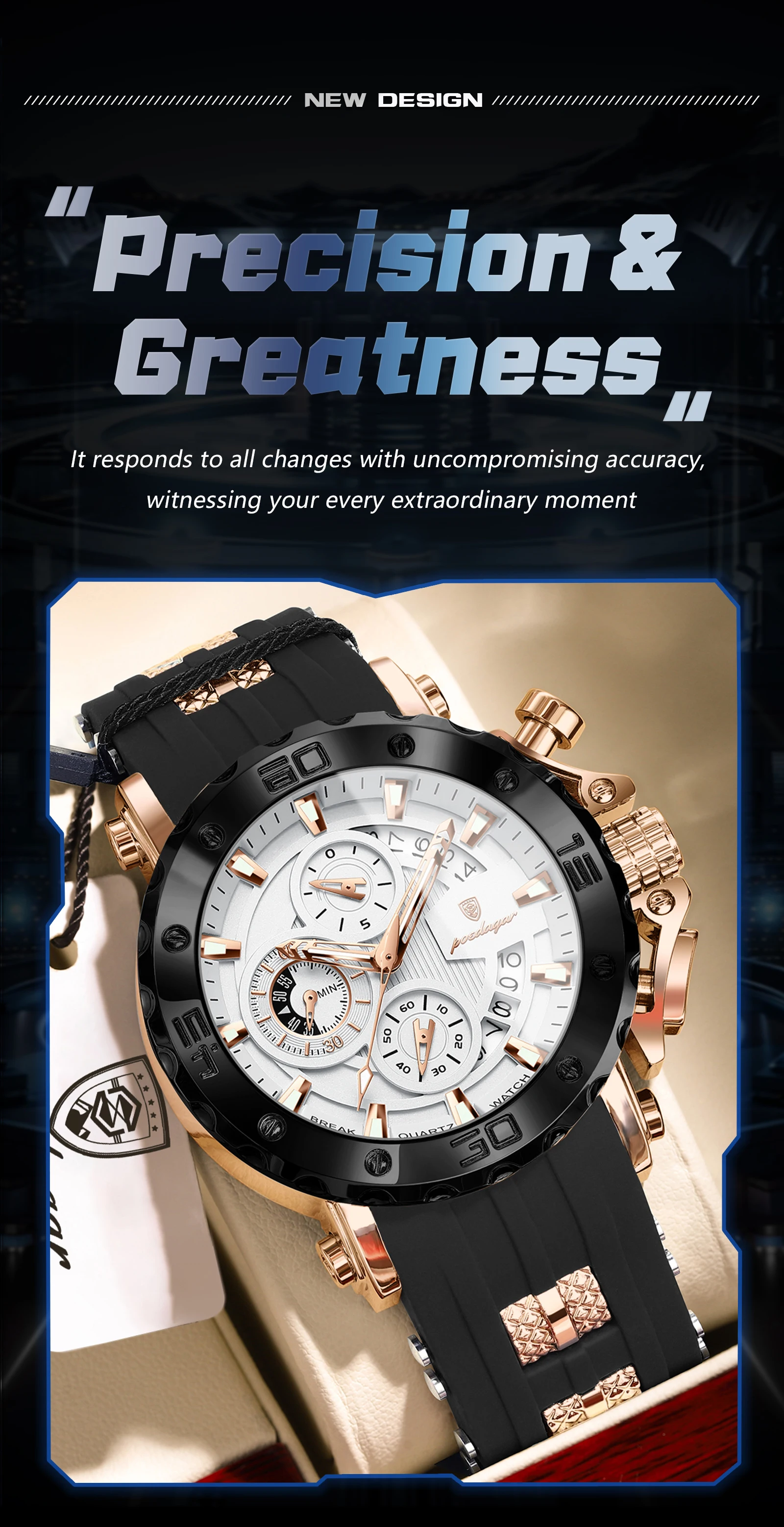 POEDAGAR Top Luxury Men Clock Sport Luminous Waterproof Chronograph Date Watch For Man Silicone Strap Quartz Men's Watches Reloj