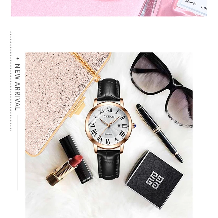 CHENXI Women Top Luxury Brand Fashion Casual Leather Quartz Waterproof Date Wristwatch Elegant Daily Gift Relogio Feminino