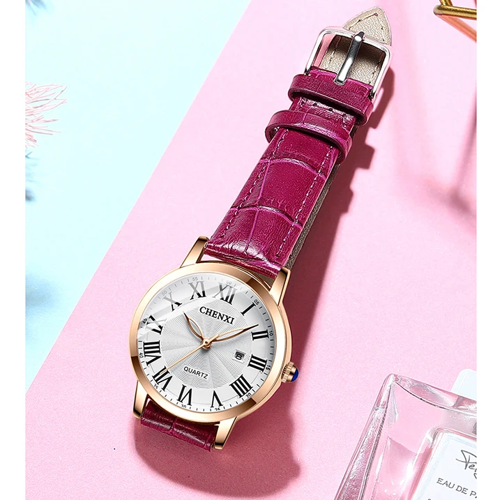 CHENXI Women Top Luxury Brand Fashion Casual Leather Quartz Waterproof Date Wristwatch Elegant Daily Gift Relogio Feminino