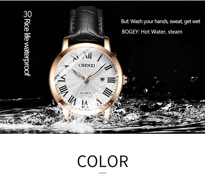 CHENXI Women Top Luxury Brand Fashion Casual Leather Quartz Waterproof Date Wristwatch Elegant Daily Gift Relogio Feminino