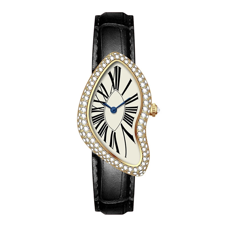 Lovers Diamond Quartz Watch for Men Women Girls Clock Simple Sliver Wristwatch Man Male Ladies Black Genuine Leather Reloj Mujer