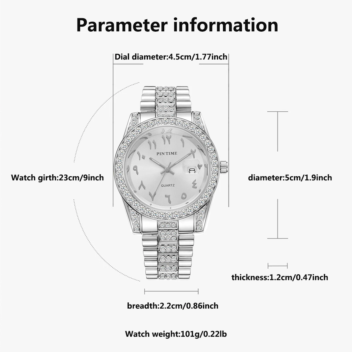 Fashionable Diamond-Encrusted Bracelet Watch with Arabic Numerals Casual Steel Band Watch for Men, Couple's Quartz Gift Women's
