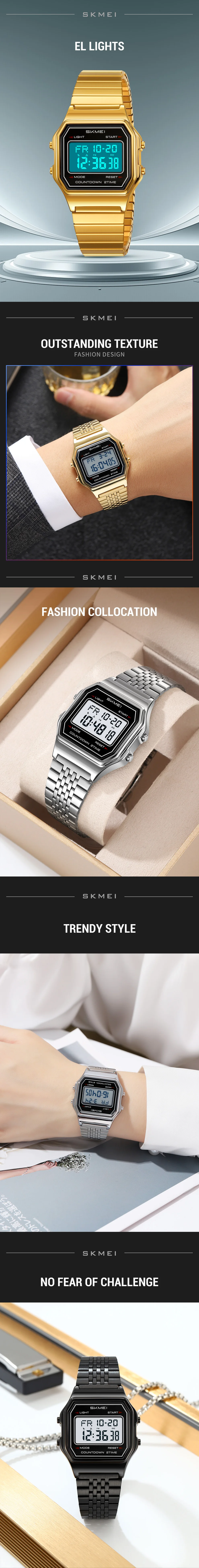 SKMEI 2465 Fashion Men Digital Watches Waterproof Male Luxury 2Time Wristwatch EL Backlight Alarm Clock Casual Office Week Date