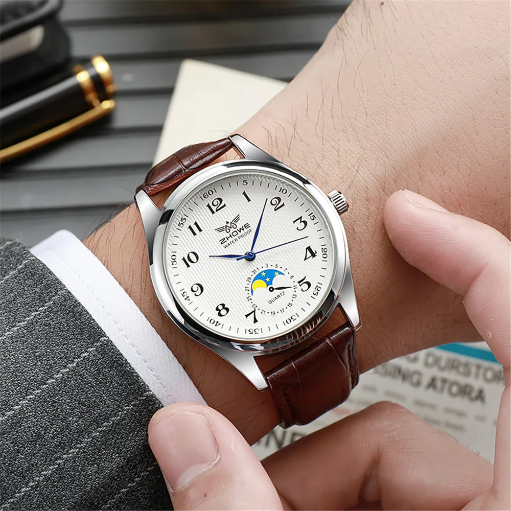 Fashion 2025 New Couple's Watch Simple Calendar Digital Quartz Watch Casual Black Leather Ladies Clock Dress Watches