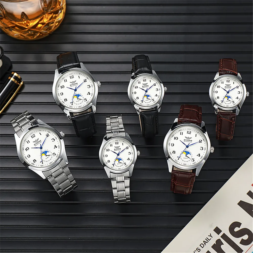 Fashion 2025 New Couple's Watch Simple Calendar Digital Quartz Watch Casual Black Leather Ladies Clock Dress Watches