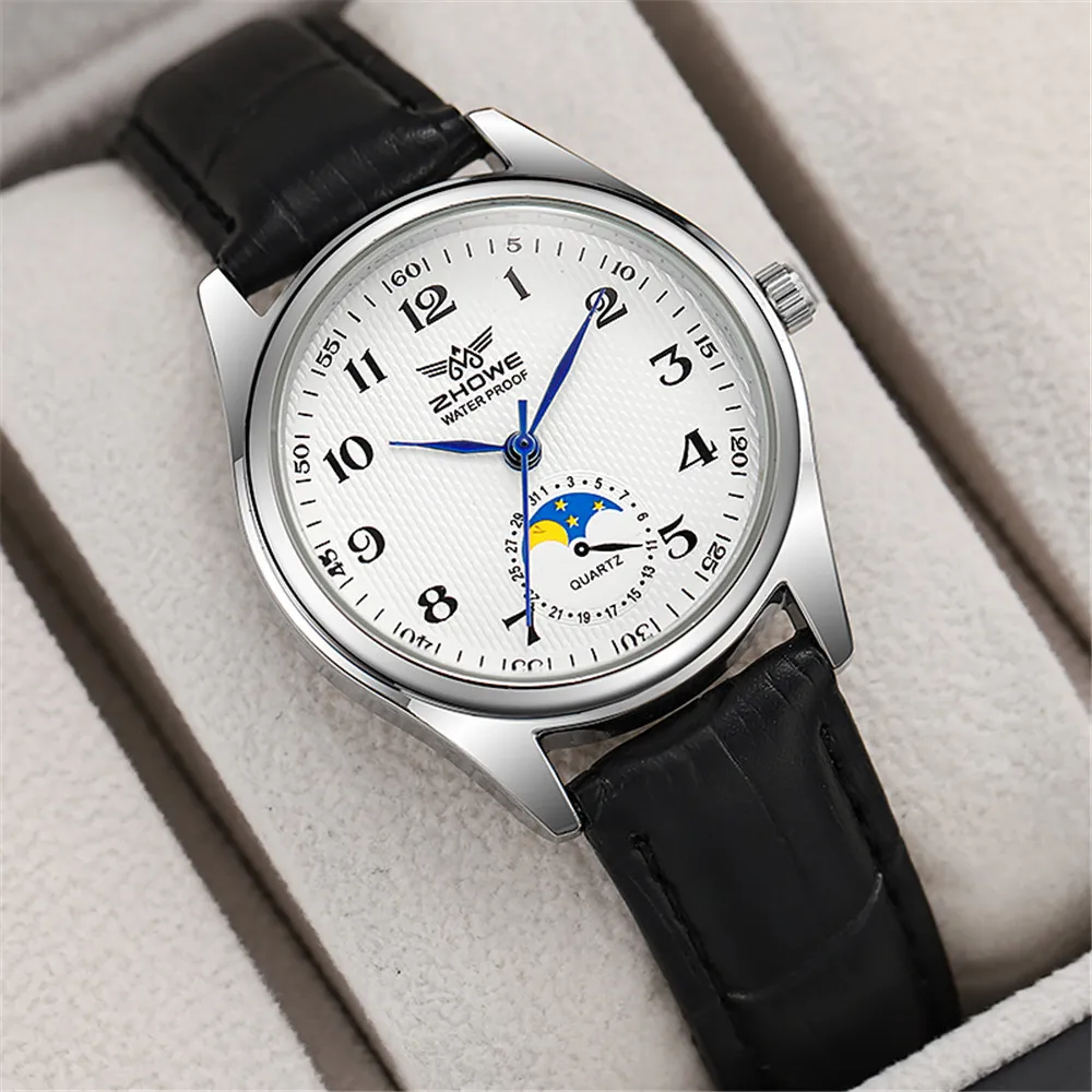 Fashion 2025 New Couple's Watch Simple Calendar Digital Quartz Watch Casual Black Leather Ladies Clock Dress Watches