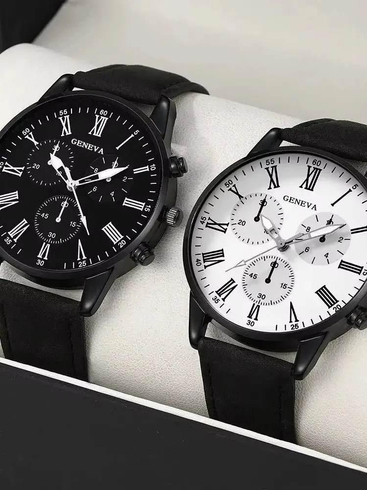 MSCXDK Brand 2PCS Set Couple Fashion Casual Leather Watches Ladies Simple Dial Quartz Wristwatches Dress Clock Montre Femme