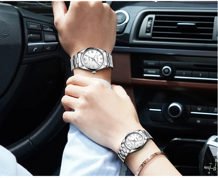 CHENXI Casual Fashion Couple Watch Stainless Strap Luminous Men's and Women's Classic Style Quartz Wristwatches Lover's Gift