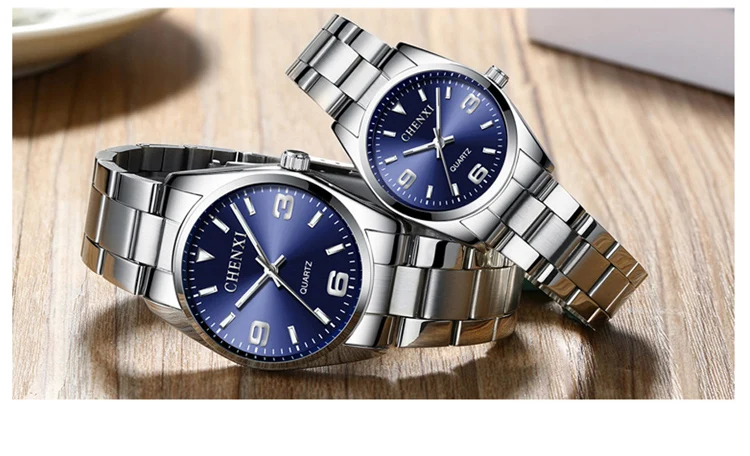 CHENXI Casual Fashion Couple Watch Stainless Strap Luminous Men's and Women's Classic Style Quartz Wristwatches Lover's Gift