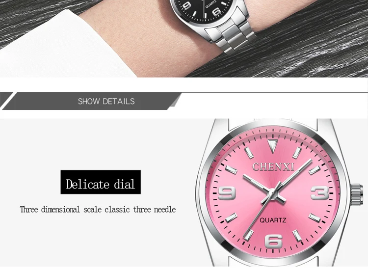 CHENXI Casual Fashion Couple Watch Stainless Strap Luminous Men's and Women's Classic Style Quartz Wristwatches Lover's Gift
