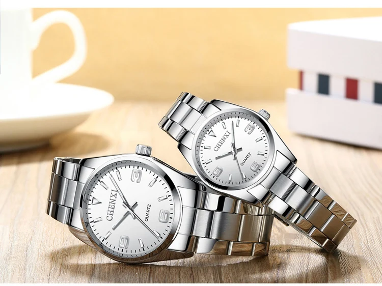 CHENXI Casual Fashion Couple Watch Stainless Strap Luminous Men's and Women's Classic Style Quartz Wristwatches Lover's Gift