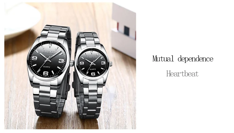 CHENXI Casual Fashion Couple Watch Stainless Strap Luminous Men's and Women's Classic Style Quartz Wristwatches Lover's Gift