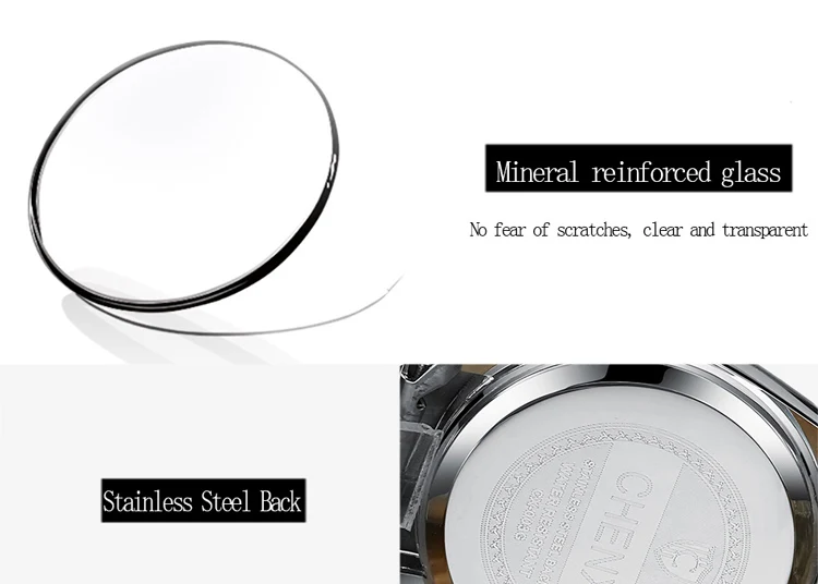 CHENXI Casual Fashion Couple Watch Stainless Strap Luminous Men's and Women's Classic Style Quartz Wristwatches Lover's Gift