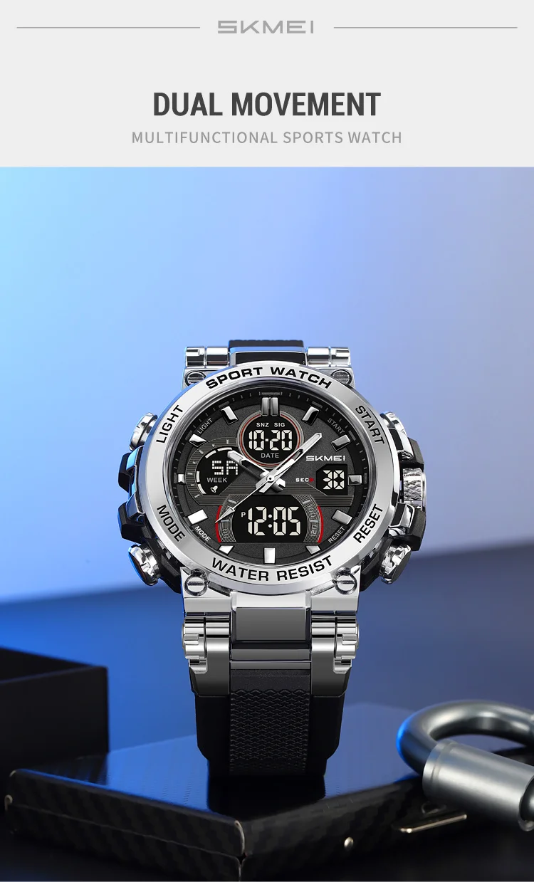 SKMEI 2500 Men's Digital Wristwatch Outdoor Sport Watches For Man 3Time Clock 50M Waterproof Countdown Timer Man Watch Week Date