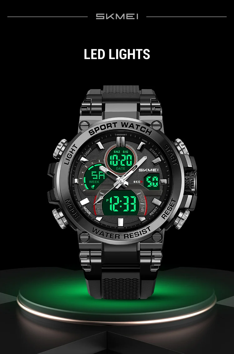 SKMEI 2500 Men's Digital Wristwatch Outdoor Sport Watches For Man 3Time Clock 50M Waterproof Countdown Timer Man Watch Week Date