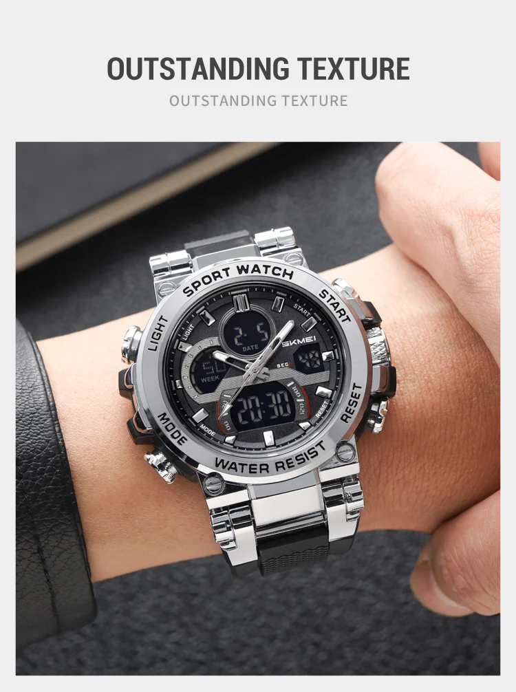 SKMEI 2500 Men's Digital Wristwatch Outdoor Sport Watches For Man 3Time Clock 50M Waterproof Countdown Timer Man Watch Week Date