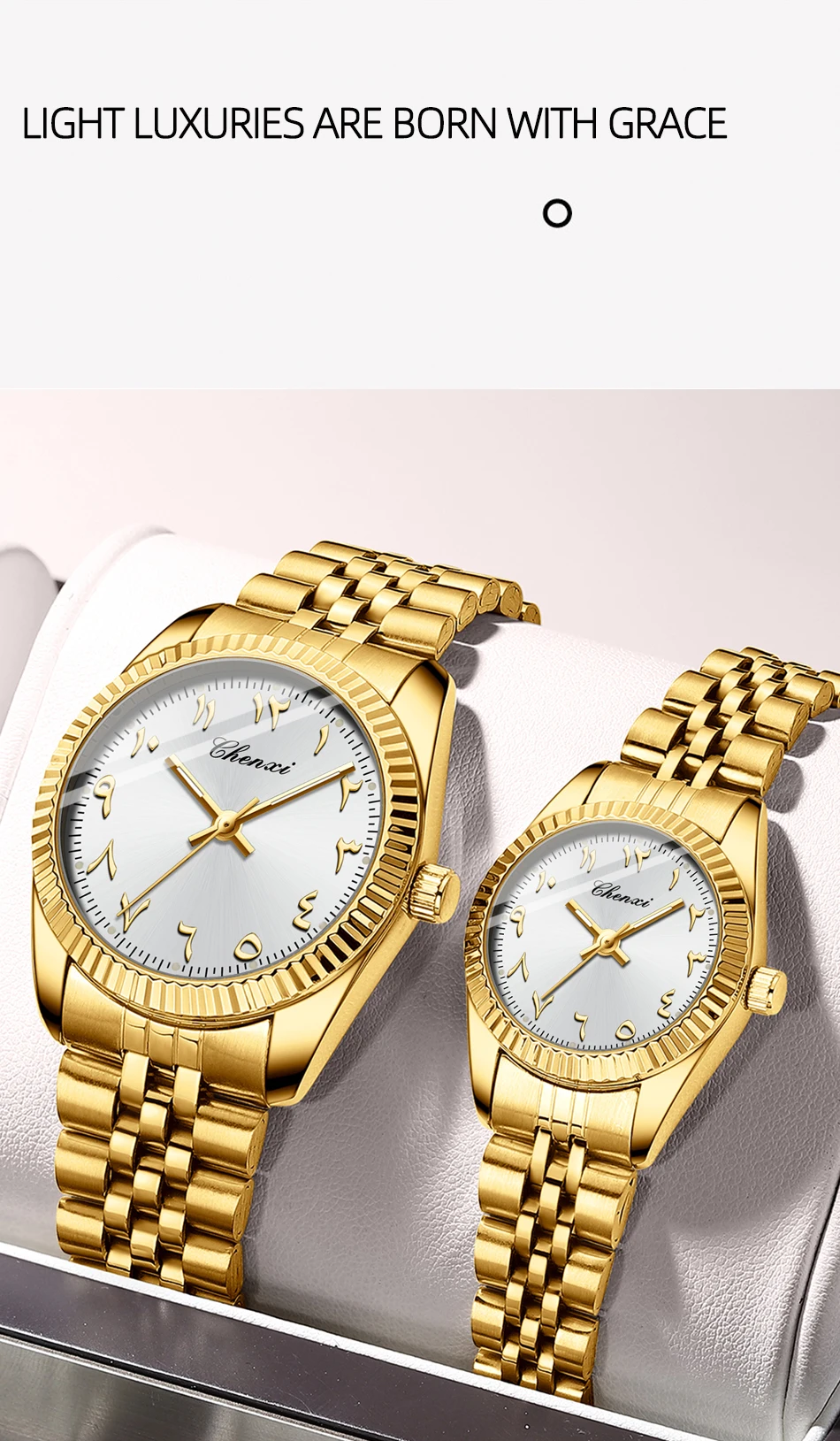 CHENXI 0042 Fashion Couple Lover's Watches 1Piece Stainless Steel Waterproof Luminous Quartz Wristwatch For Lover Women Men
