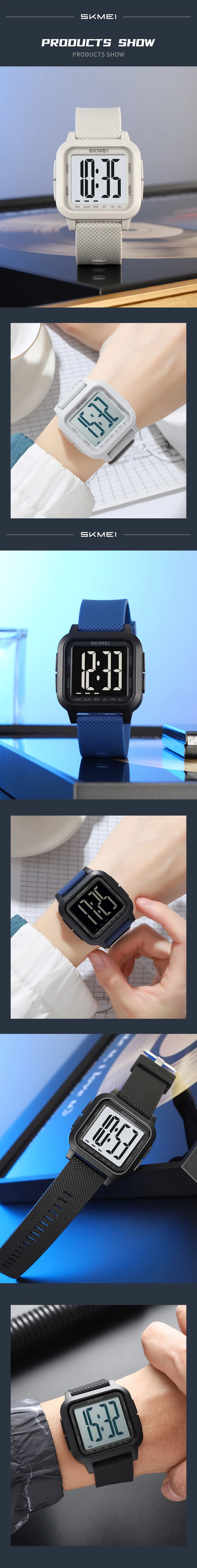 SKMEI 2691 Men's Sports Digital Watches 50M Waterproof Fashion Electronic Wristwatch Women Clock EL Light Week Date Display