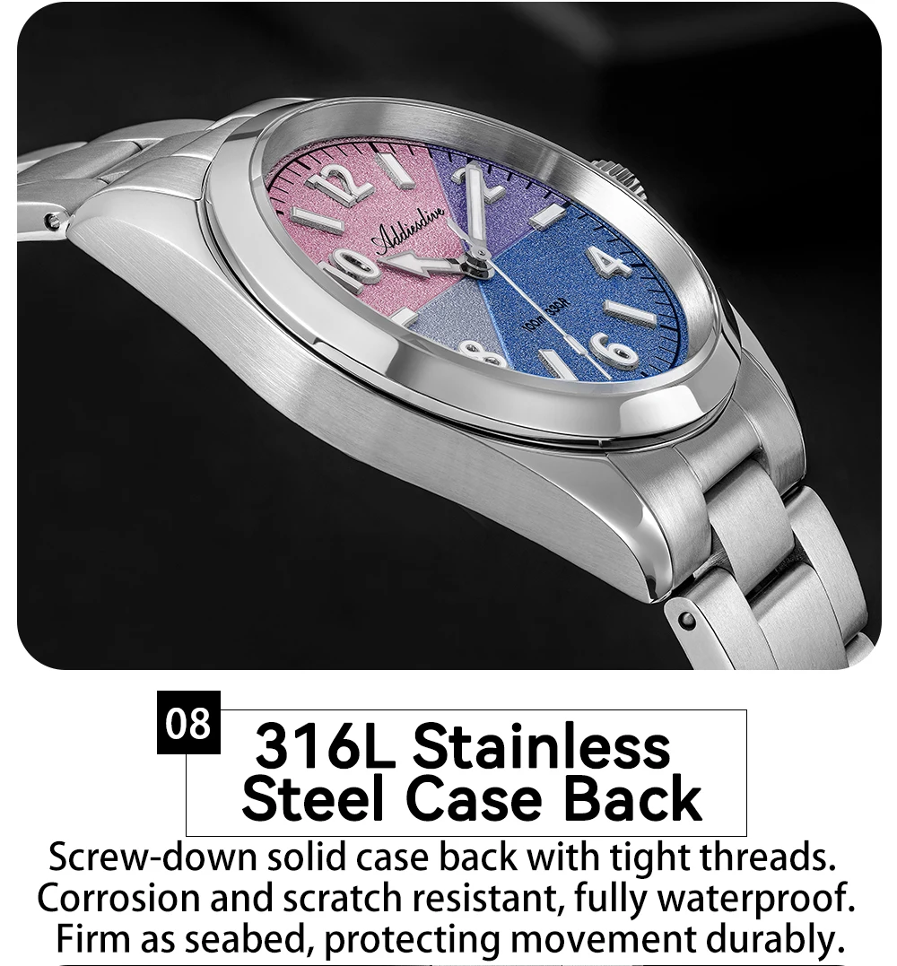 ADDIESDIVE AD2555 Couple's Watches Sapphire Glass BGW9 Super Luminous Wristwatches for Couple Waterproof Stainless Steel Watch