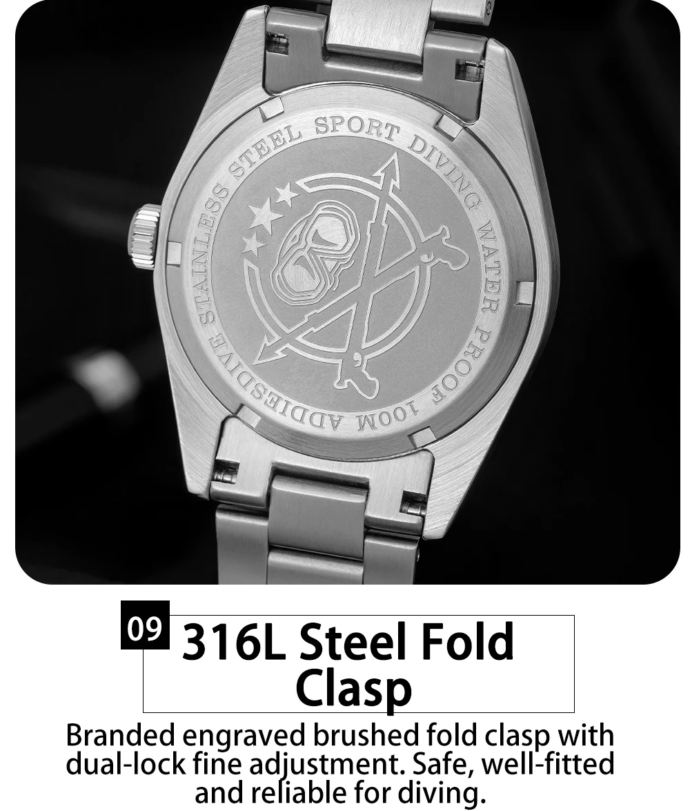 ADDIESDIVE AD2555 Couple's Watches Sapphire Glass BGW9 Super Luminous Wristwatches for Couple Waterproof Stainless Steel Watch
