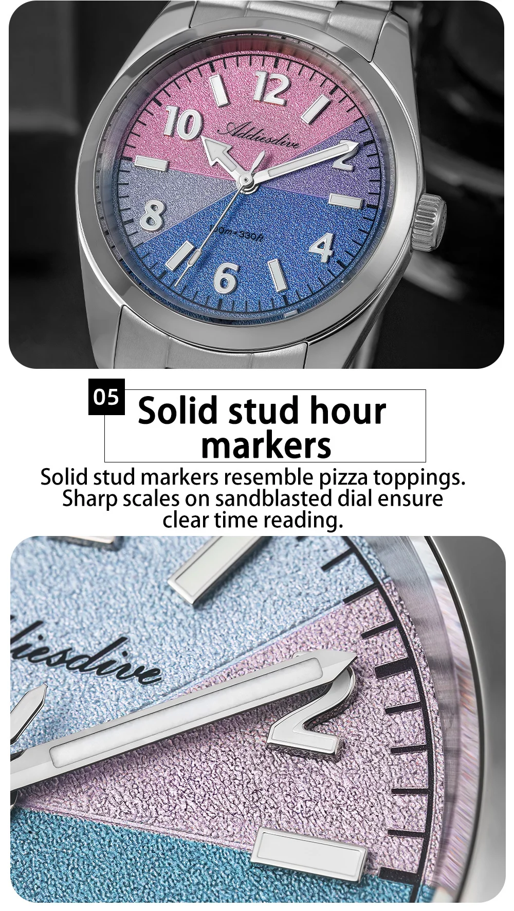 ADDIESDIVE AD2555 Couple's Watches Sapphire Glass BGW9 Super Luminous Wristwatches for Couple Waterproof Stainless Steel Watch