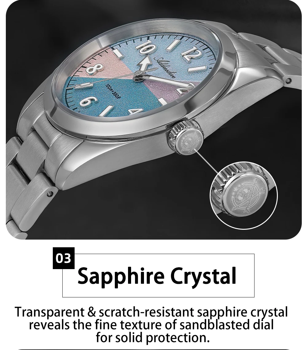 ADDIESDIVE AD2555 Couple's Watches Sapphire Glass BGW9 Super Luminous Wristwatches for Couple Waterproof Stainless Steel Watch