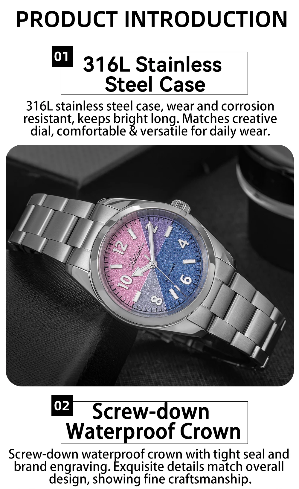 ADDIESDIVE AD2555 Couple's Watches Sapphire Glass BGW9 Super Luminous Wristwatches for Couple Waterproof Stainless Steel Watch