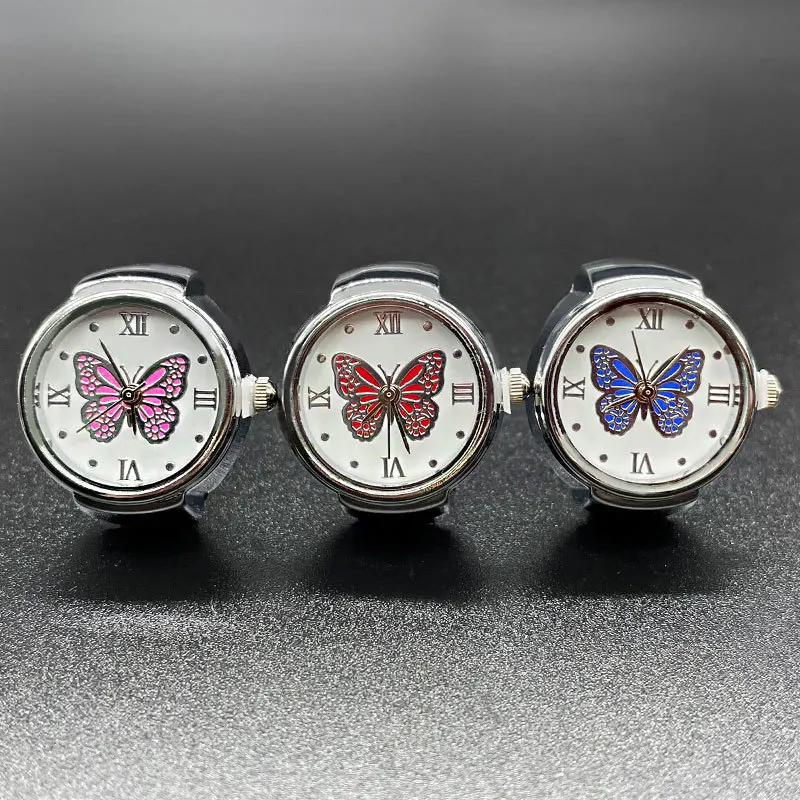 Hot Male and Female Couples Simple Atmosphere All-Match Quartz Ring Watch Butterfly Roman Numerals Surface