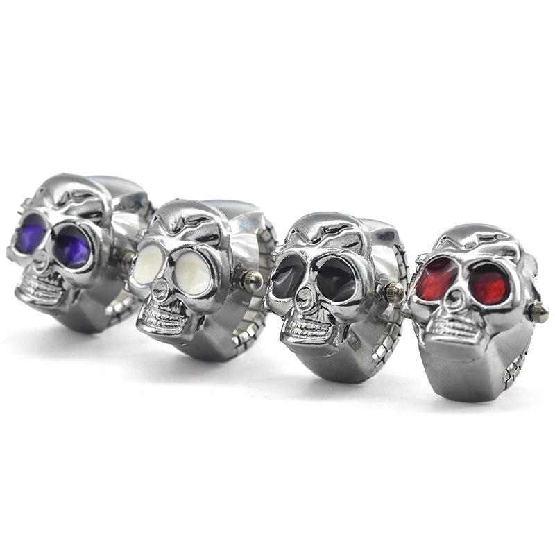 Creative Skull Selling Personality Quartz Ring Watch Alloy Circular Dial Unisex Christmas Gift Fun Watch