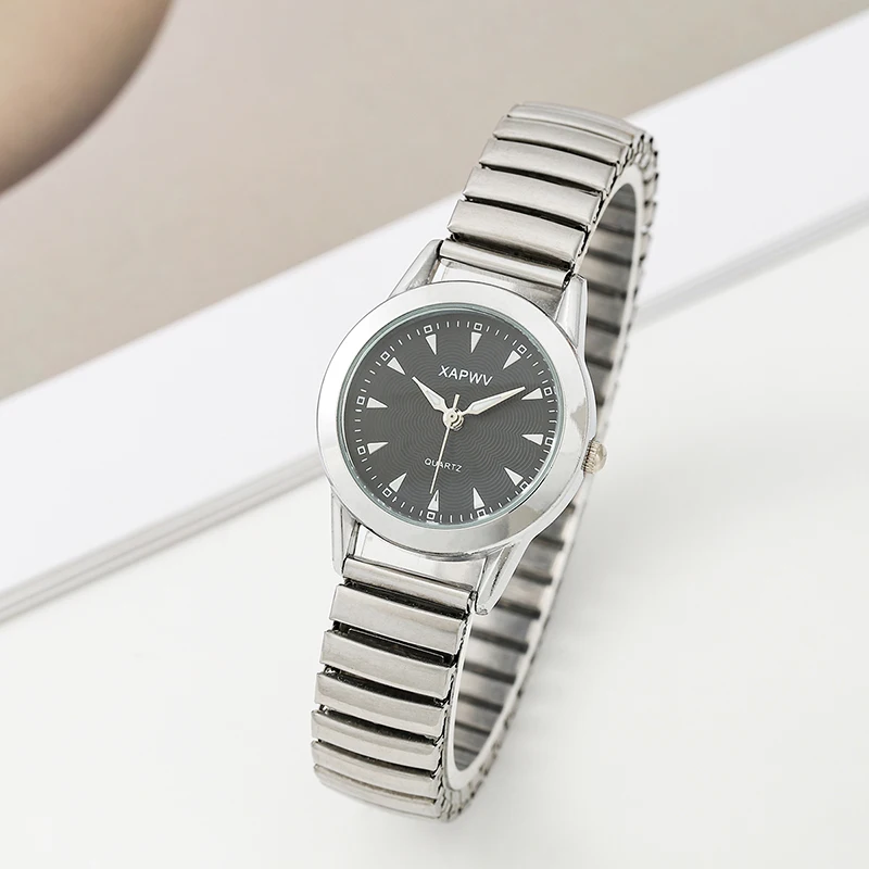 Casual Ladies Middle-Aged and Elderly Watches Steel Band Spring Elastic Band Couple Watches Fashion Gifts Quartz Watch Men