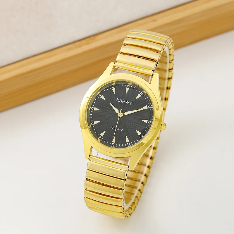 Casual Ladies Middle-Aged and Elderly Watches Steel Band Spring Elastic Band Couple Watches Fashion Gifts Quartz Watch Men