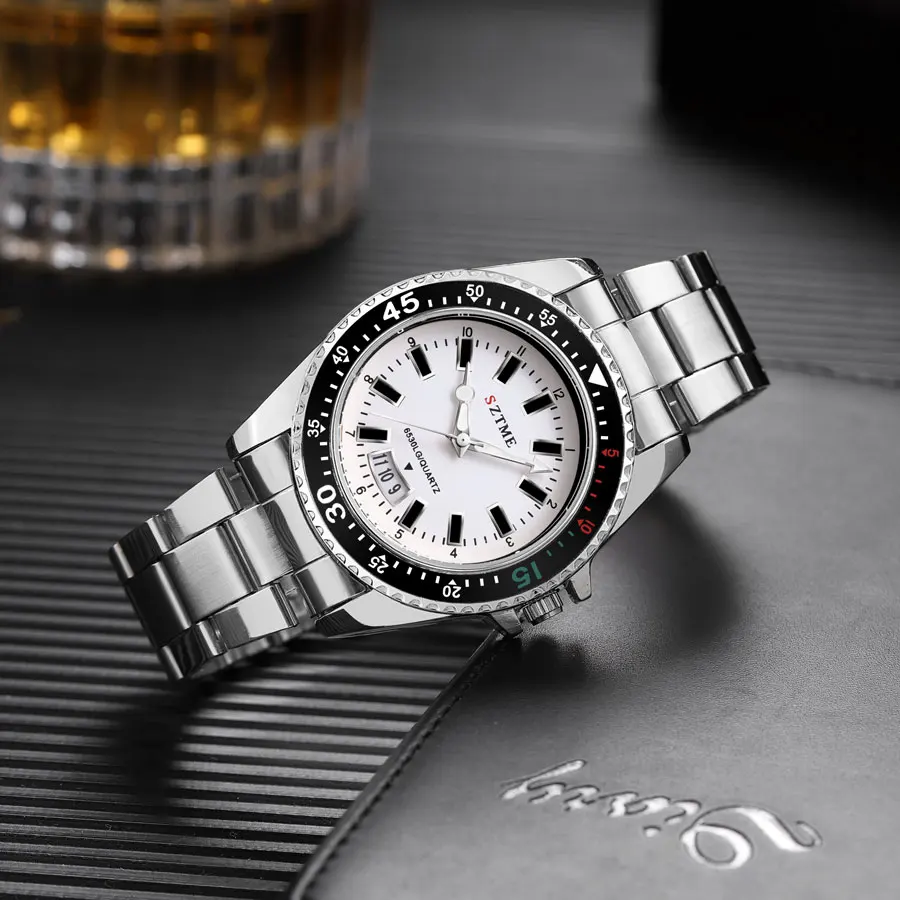 2024 New Men's and Women's Steel Strip Watch Trendy Leisure Calendar Scale Stainless Steel Strip Couple Quartz Watch Gift Watch