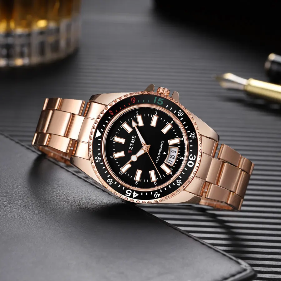 2024 New Men's and Women's Steel Strip Watch Trendy Leisure Calendar Scale Stainless Steel Strip Couple Quartz Watch Gift Watch