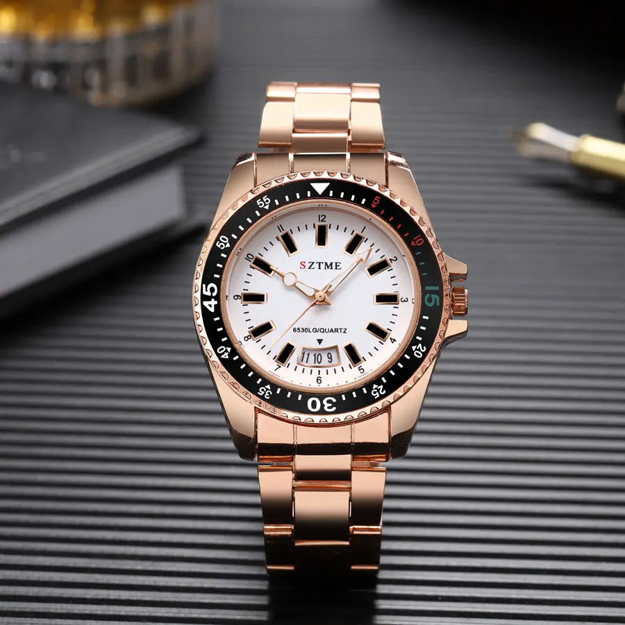 2024 New Men's and Women's Steel Strip Watch Trendy Leisure Calendar Scale Stainless Steel Strip Couple Quartz Watch Gift Watch