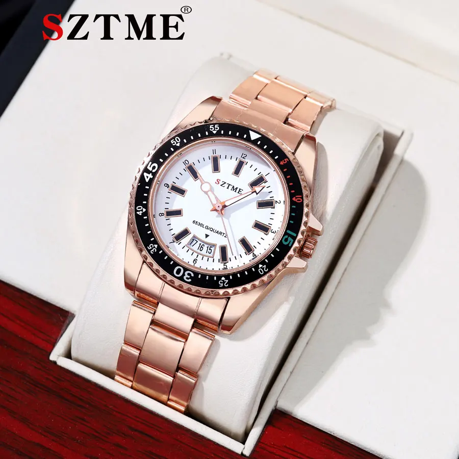 2024 New Men's and Women's Steel Strip Watch Trendy Leisure Calendar Scale Stainless Steel Strip Couple Quartz Watch Gift Watch