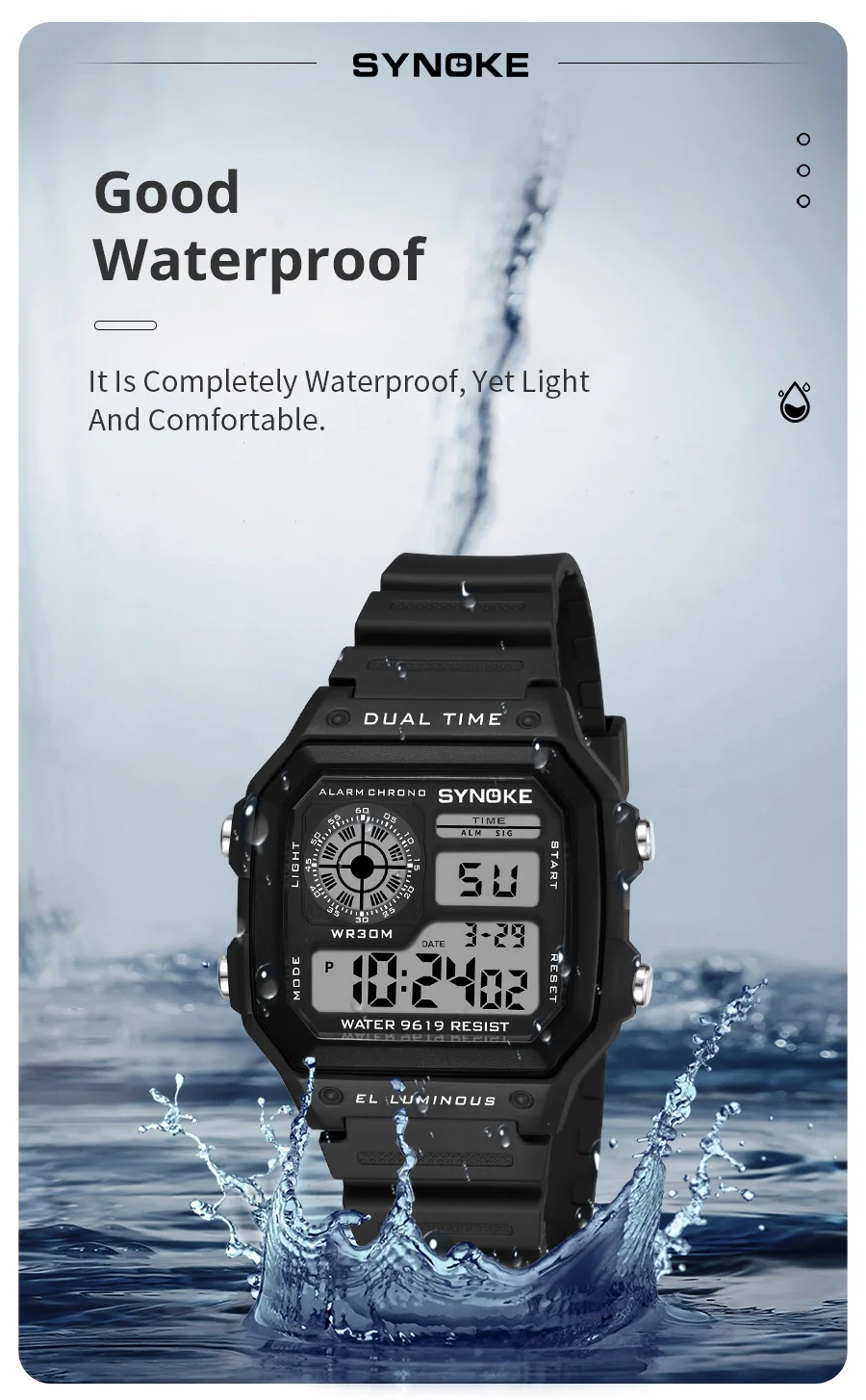 SYNOKE Couple watches Digital Watches Men Sports Luminous Chronograph Waterproof Male Electronic Wrist Watches Relogio Masculino