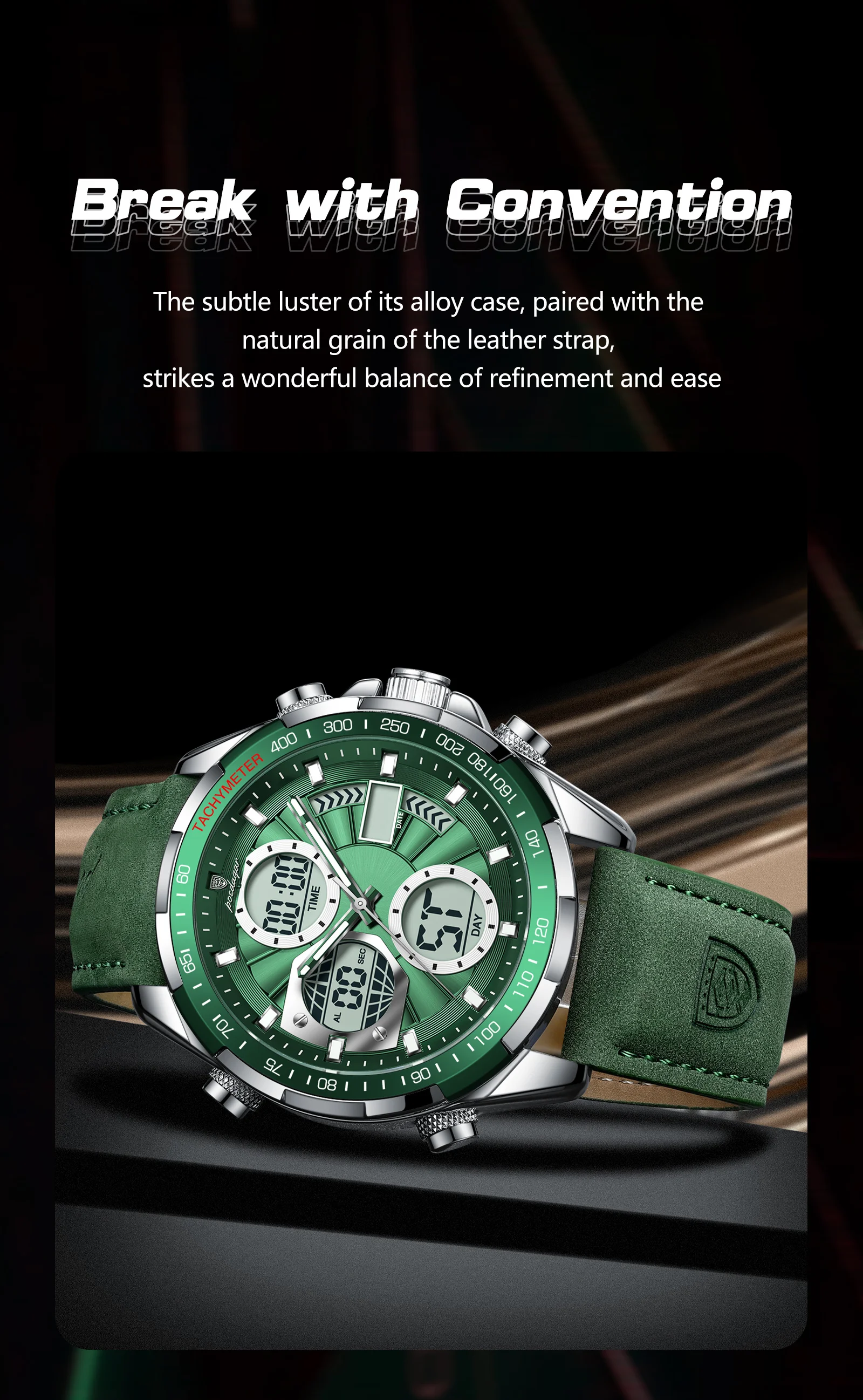 POEDAGAR Fashion Men Wristwatch Week Date Digital LED Quartz Man Clock Alarm Dual Time Display Electronic Luminous Men's Watches