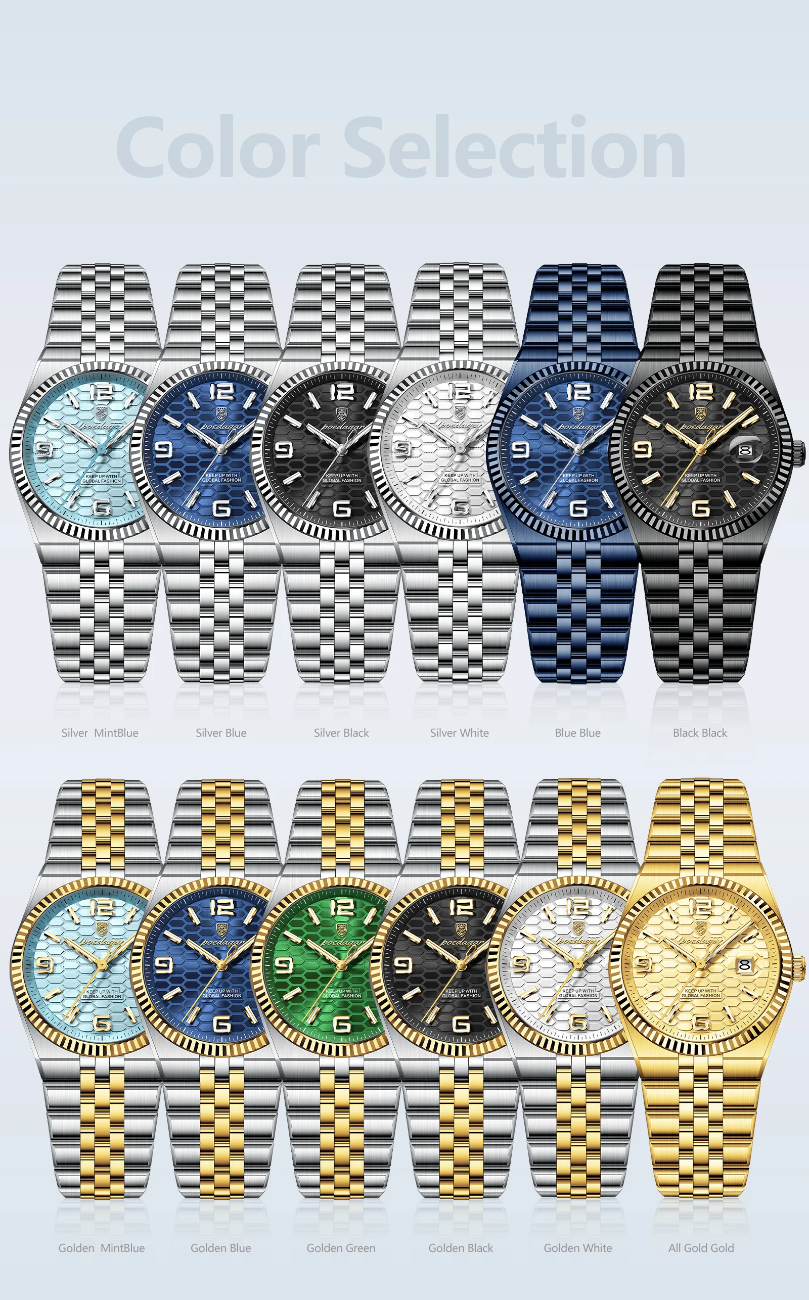POEDAGAR Fashion Brand Women's Watch Stainless Steel Date Watches For Woman Luminous Waterproof Quartz Luxury Ladies Watch Reloj