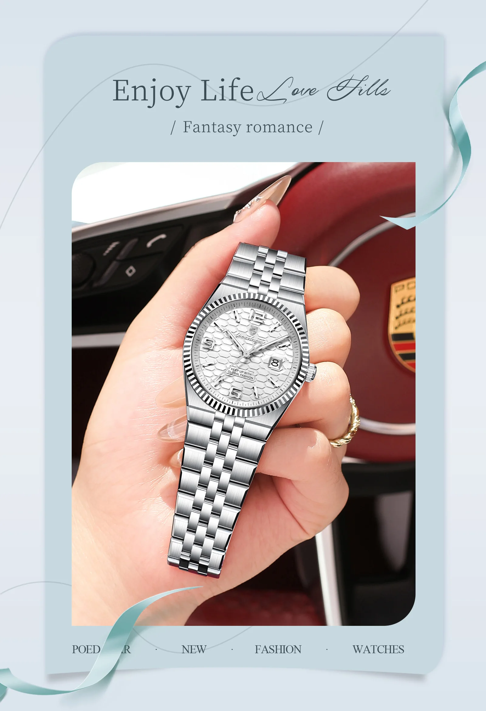 POEDAGAR Fashion Brand Women's Watch Stainless Steel Date Watches For Woman Luminous Waterproof Quartz Luxury Ladies Watch Reloj
