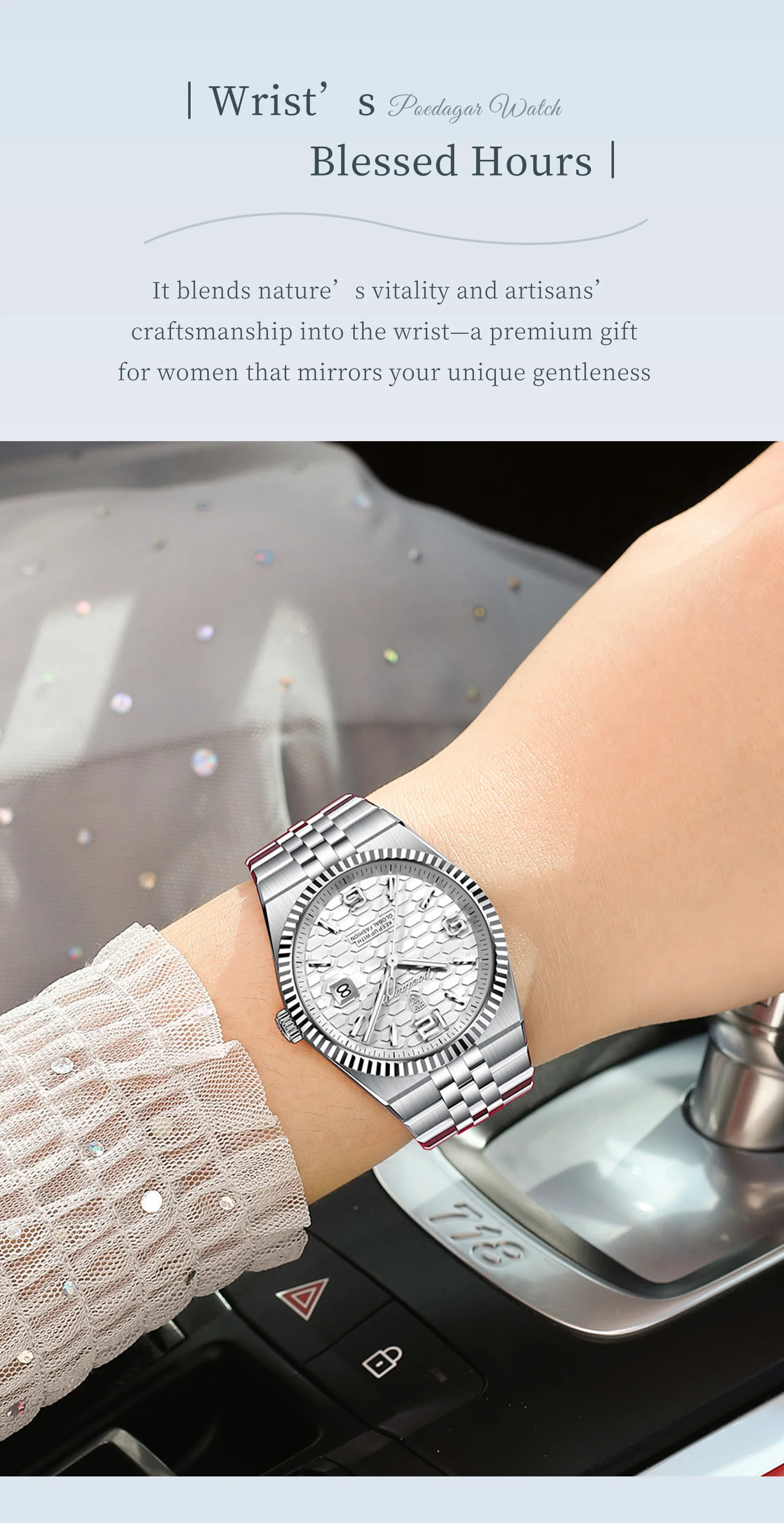 POEDAGAR Fashion Brand Women's Watch Stainless Steel Date Watches For Woman Luminous Waterproof Quartz Luxury Ladies Watch Reloj