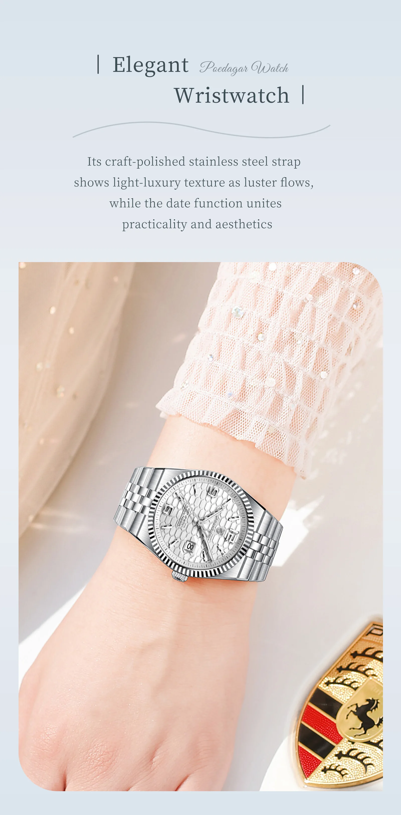 POEDAGAR Fashion Brand Women's Watch Stainless Steel Date Watches For Woman Luminous Waterproof Quartz Luxury Ladies Watch Reloj