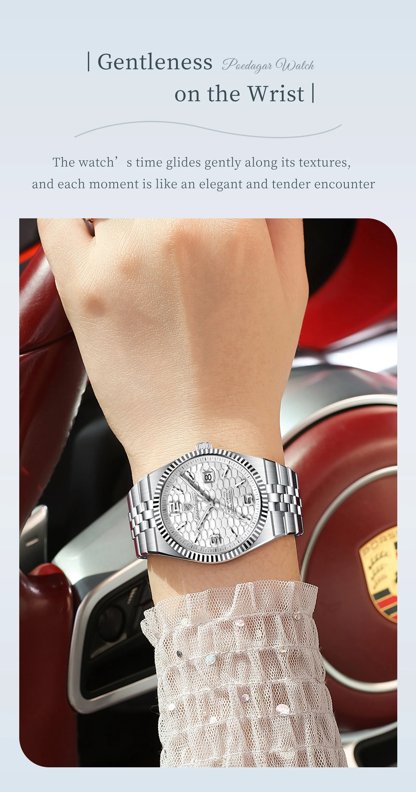 POEDAGAR Fashion Brand Women's Watch Stainless Steel Date Watches For Woman Luminous Waterproof Quartz Luxury Ladies Watch Reloj