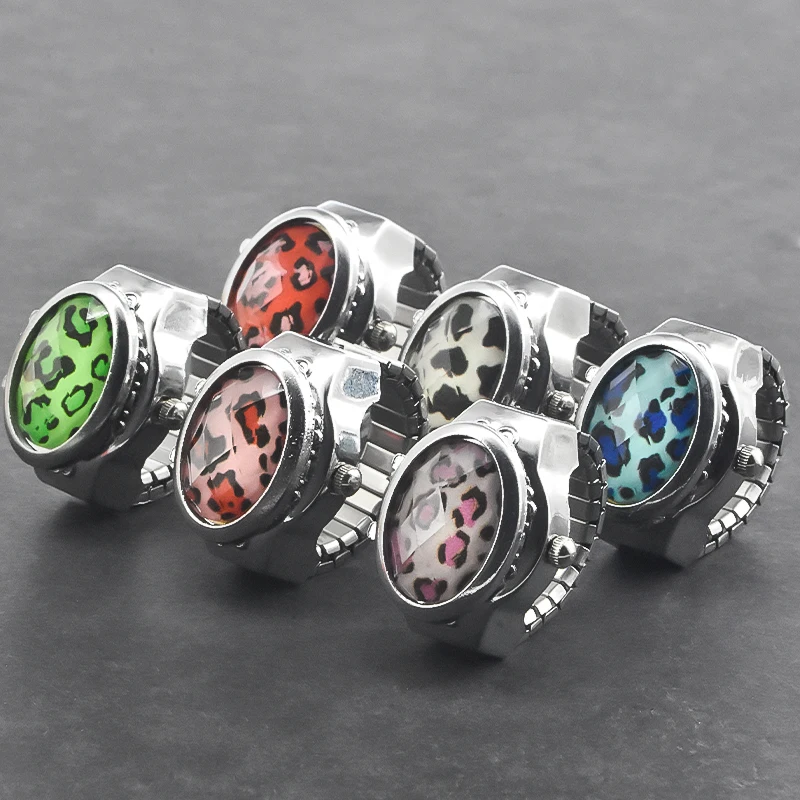 New Gem Flower Clamshell White Dial Can See The Time Finger Watch Casual Fashion Ring Watch