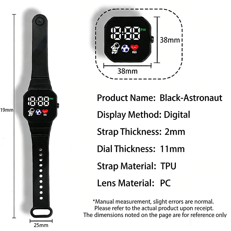 Led Children's Watch Sport Digital Watches Spaceman Silicone Strap Cute Electronic Wristwatch for Boys Girls Students Gift 손목시계