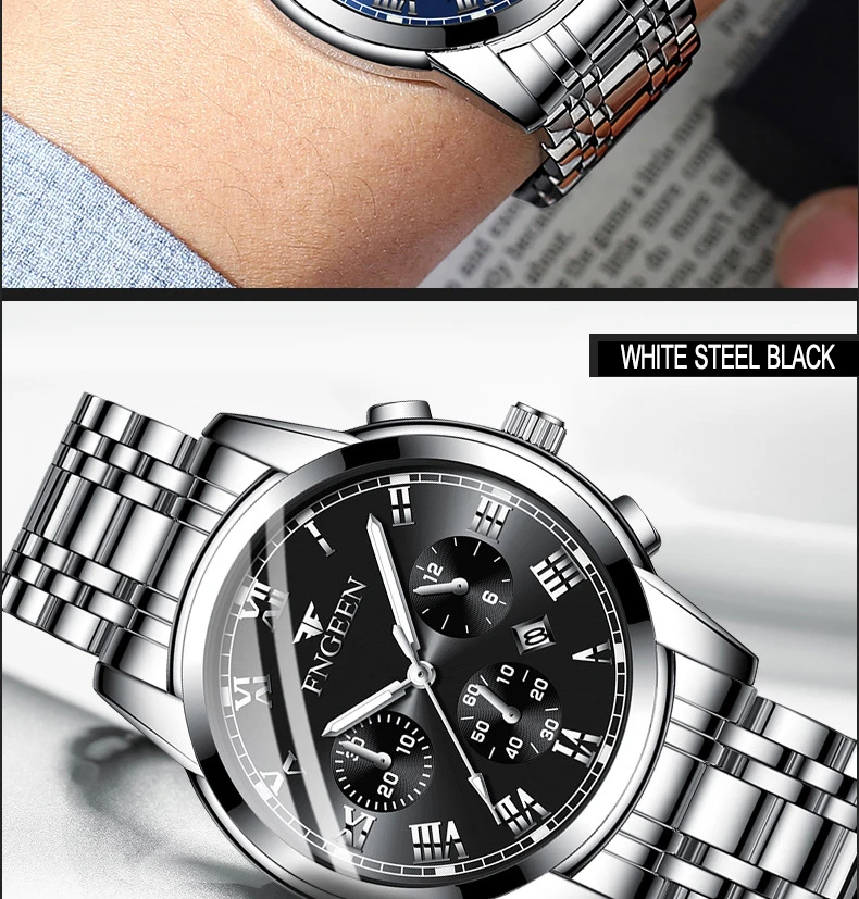 BINBOND 2pcs/Set Couple Watches Fashion Roman Scale Dial Men Ladies Quartz Watch Waterproof Stainless Steel Watch Valentine Gift