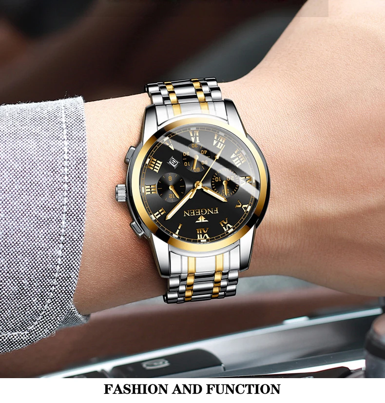 BINBOND 2pcs/Set Couple Watches Fashion Roman Scale Dial Men Ladies Quartz Watch Waterproof Stainless Steel Watch Valentine Gift