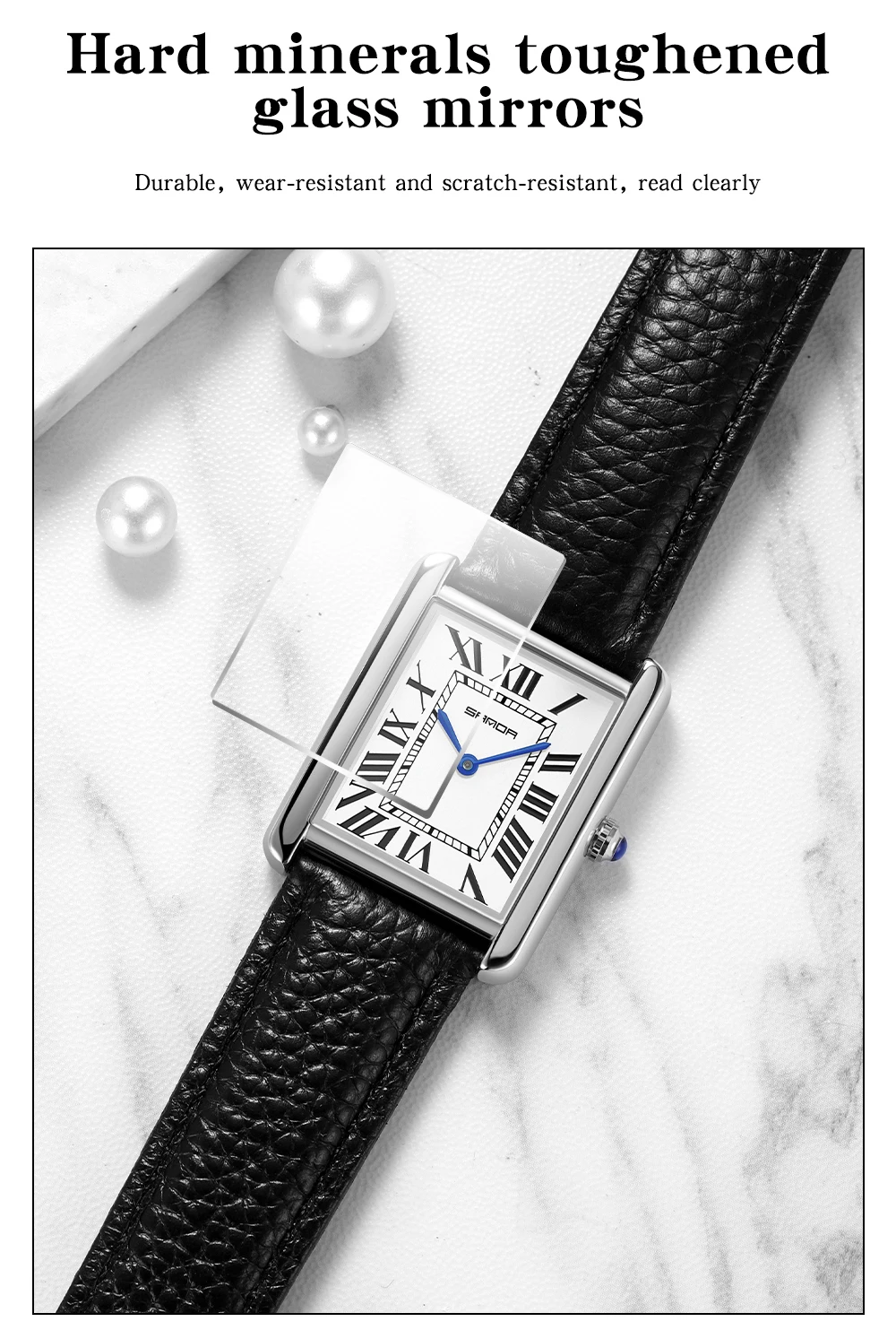 SANDA 1108/9031 Quartz Watch Roman Numeral Stainless Steel Leather Watch Band Brief Lovers Waterproof Watch Women's Watches