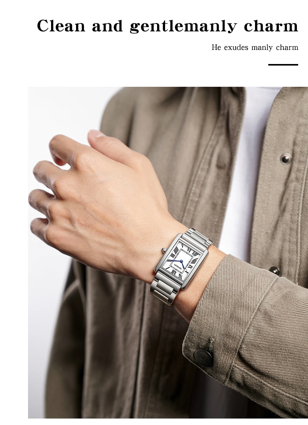 SANDA 1108/9031 Quartz Watch Roman Numeral Stainless Steel Leather Watch Band Brief Lovers Waterproof Watch Women's Watches