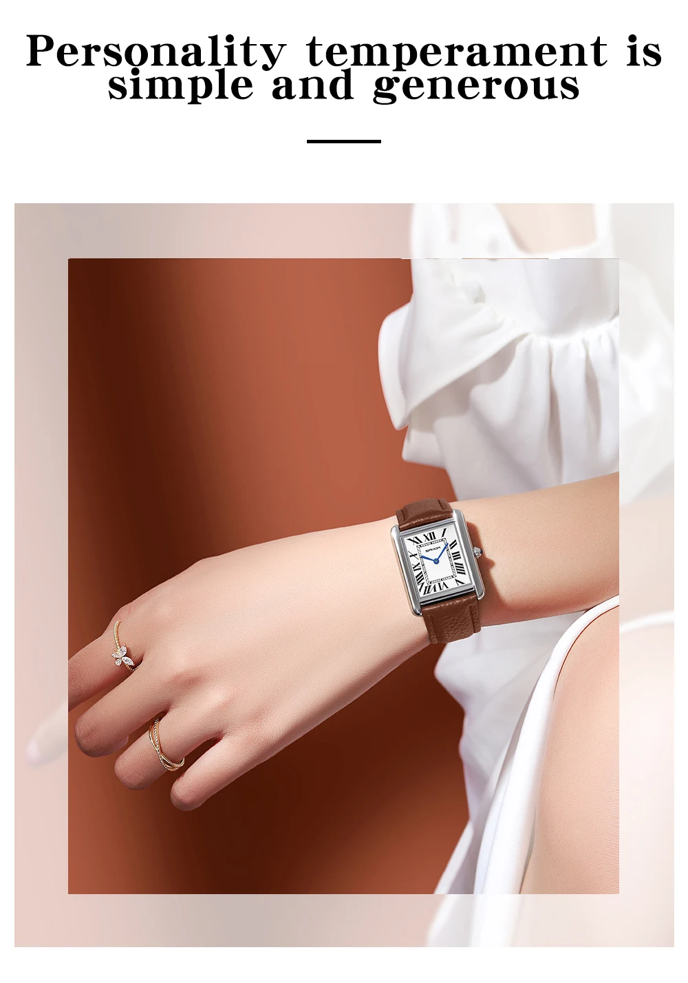 SANDA 1108/9031 Quartz Watch Roman Numeral Stainless Steel Leather Watch Band Brief Lovers Waterproof Watch Women's Watches