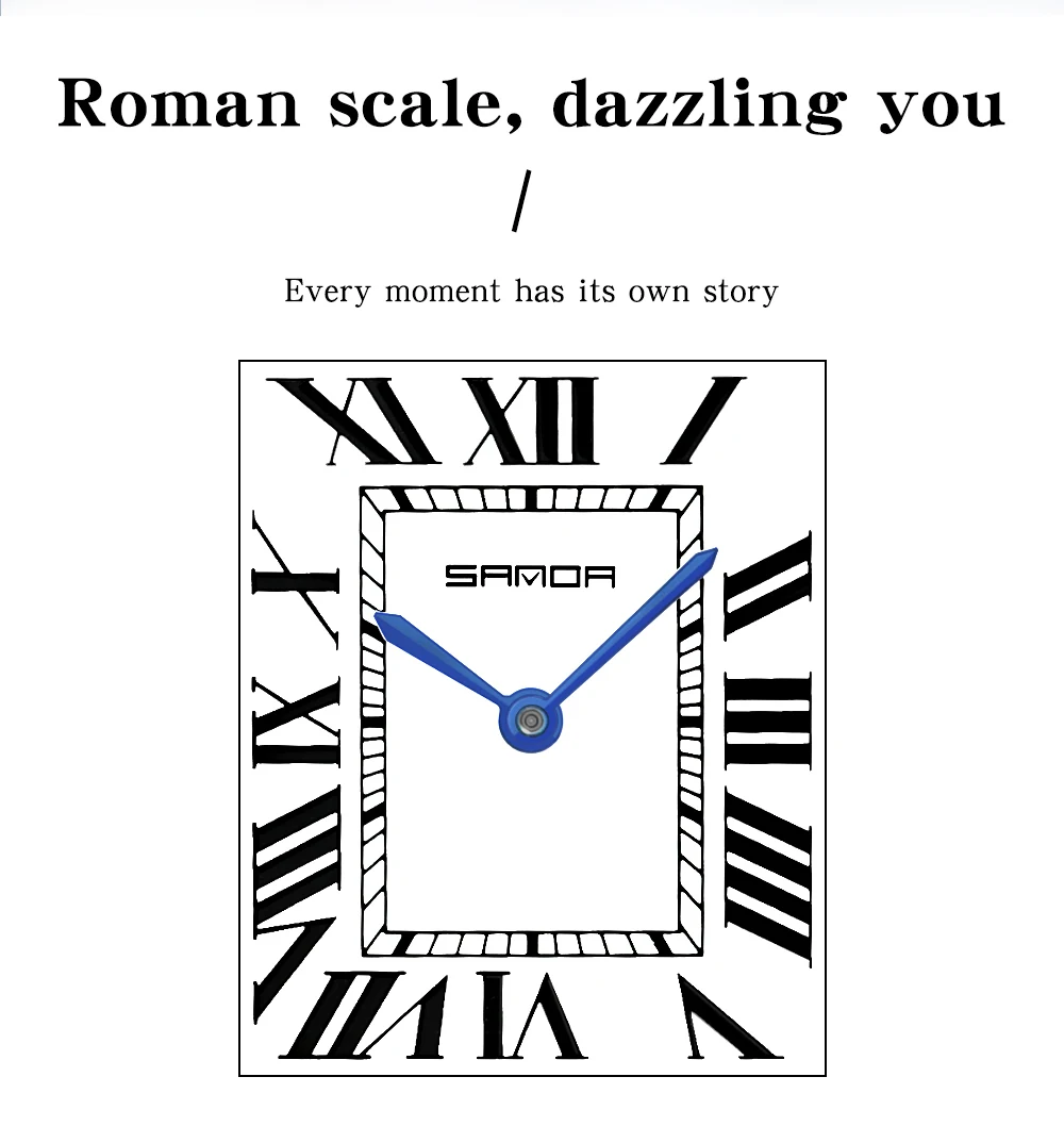 SANDA 1108/9031 Quartz Watch Roman Numeral Stainless Steel Leather Watch Band Brief Lovers Waterproof Watch Women's Watches